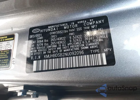 2022 Genesis Gv80 2.5T Awd из США, поврежденный, VIN KMUHBDSB2NU092096